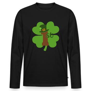 Accessoires de la Saint-Patrick Irlande Shamrock Décoration - T-shirt manches longues Premium bio Homme - noir - Devant - Nico (187cm)