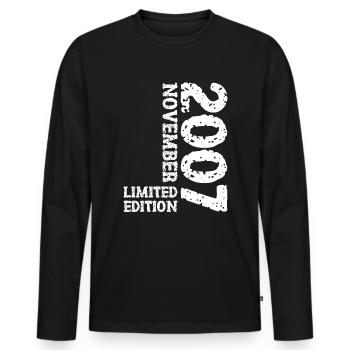 2007 November Limited Edition 16. Geburtstag Deko - Männer Premium Bio Langarmshirt - Schwarz - Vorne - Nico (187cm)