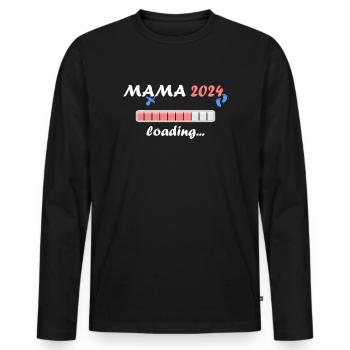 Mama 2024 Loading Schwangerschaft Bekanntgabe Baby - Männer Premium Bio Langarmshirt - Schwarz - Vorne - Nico (187cm)