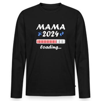 Mama 2024 Loading Schwangerschaft Bekanntgabe Baby - Männer Premium Bio Langarmshirt - Schwarz - Vorne - Nico (187cm)