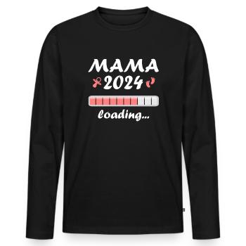 Mama 2024 Loading Schwangerschaft Bekanntgabe Baby - Männer Premium Bio Langarmshirt - Schwarz - Vorne - Nico (187cm)