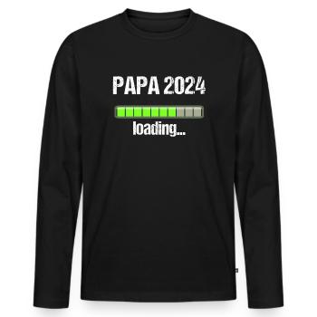 Papa 2024 Loading Vaterschaft Vater Werden Dad - Männer Premium Bio Langarmshirt - Schwarz - Vorne - Nico (187cm)