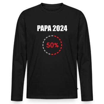 Papa 2024 Loading Vaterschaft Vater Werden Dad - Männer Premium Bio Langarmshirt - Schwarz - Vorne - Nico (187cm)