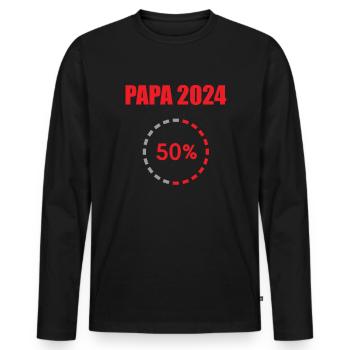 Papa 2024 Chargement Paternité Papa Devenir Papa - T-shirt manches longues Premium bio Homme - noir - Devant - Nico (187cm)