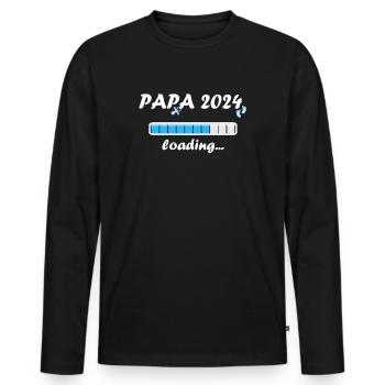 Papa 2024 Chargement Paternité Papa Devenir Papa - T-shirt manches longues Premium bio Homme - noir - Devant - Nico (187cm)