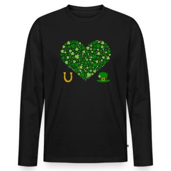 Accessoires de la Saint-Patrick, décoration de Shamrock d'irlande - T-shirt manches longues Premium bio Homme - noir - Devant - Nico (187cm)