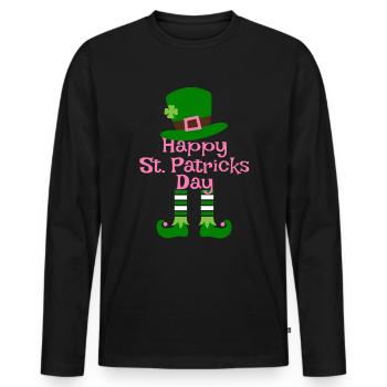 Accessoires de la Saint-Patrick, décoration de Shamrock d'irlande - T-shirt manches longues Premium bio Homme - noir - Devant - Nico (187cm)