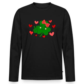 Accessoires de la Saint-Patrick Irlande Shamrock décoration - T-shirt manches longues Premium bio Homme - noir - Devant - Nico (187cm)