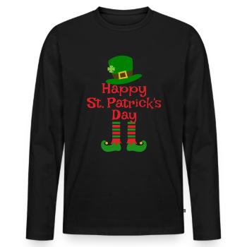 Accessoires de la Saint-Patrick Irlande Shamrock décoration - T-shirt manches longues Premium bio Homme - noir - Devant - Nico (187cm)