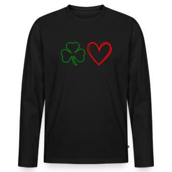 Accessoires de la Saint-Patrick Irlande Shamrock décoration - T-shirt manches longues Premium bio Homme - noir - Devant - Nico (187cm)