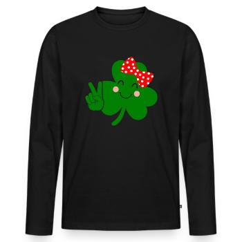 Accessoires de la Saint-Patrick Irlande Shamrock décoration - T-shirt manches longues Premium bio Homme - noir - Devant - Nico (187cm)