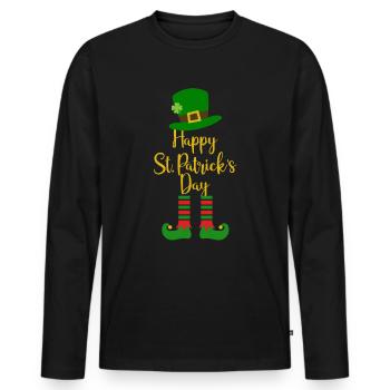 Accessoires de la Saint-Patrick Irlande Shamrock décoration - T-shirt manches longues Premium bio Homme - noir - Devant - Nico (187cm)