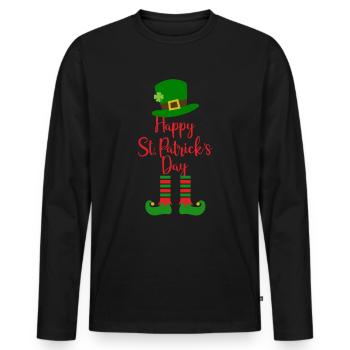 Accessoires de la Saint-Patrick Irlande Shamrock décoration - T-shirt manches longues Premium bio Homme - noir - Devant - Nico (187cm)