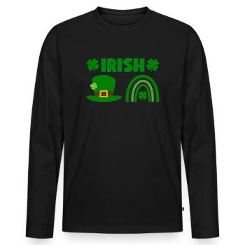 Accessoires de la Saint-Patrick Irlande Shamrock décoration - T-shirt manches longues Premium bio Homme - noir - Devant - Nico (187cm)