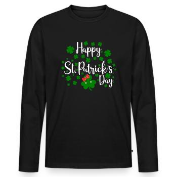 Accessoires de la Saint-Patrick Irlande Shamrock décoration - T-shirt manches longues Premium bio Homme - noir - Devant - Nico (187cm)