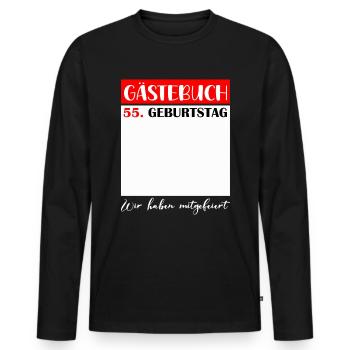55e anniversaire femmes 55 ans hommes cadeau - T-shirt manches longues Premium bio Homme - noir - Devant - Nico (187cm)