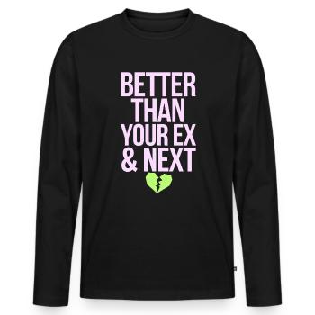 Mieux que votre ex et votre prochaine rupture Single Party - T-shirt manches longues Premium bio Homme - noir - Devant - Nico (187cm)