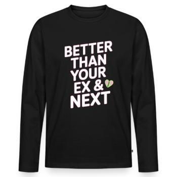 Mieux que votre ex et votre prochaine rupture Single Party - T-shirt manches longues Premium bio Homme - noir - Devant - Nico (187cm)
