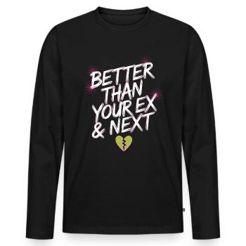 Mieux que votre ex et votre prochaine rupture Single Party - T-shirt manches longues Premium bio Homme - noir - Devant - Nico (187cm)