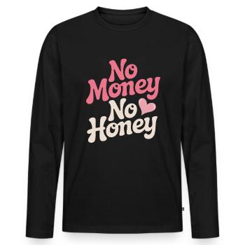 Pas d’argent pas de miel Ironique Argent Dire Fête - T-shirt manches longues Premium bio Homme - noir - Devant - Nico (187cm)