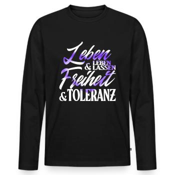 Leben und leben lassen Toleranz und Freiheit - Männer Premium Bio Langarmshirt - Schwarz - Vorne - Nico (187cm)