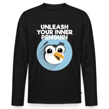 Unleash Your Inner Penguin - Pinguin lustig - Männer Premium Bio Langarmshirt - Schwarz - Vorne - Nico (187cm)
