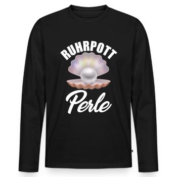 Ruhrpott Perle - Männer Premium Bio Langarmshirt - Schwarz - Vorne - Nico (187cm)