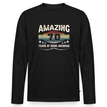 Retro Vintage 70 Years Of Being Awesome - Men's Premium Organic Long Sleeve Shirt - black - Front - Nico (187cm)