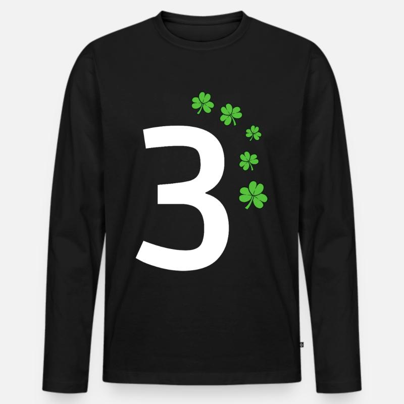3 - Männer Premium Bio Langarmshirt - Schwarz