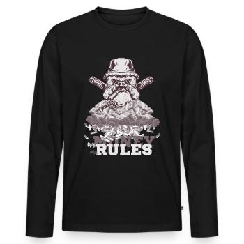 Bulldog My Money My Rules – Mein Geld Meine Regeln - T-shirt manches longues Premium bio Homme - noir - Devant - Nico (187cm)