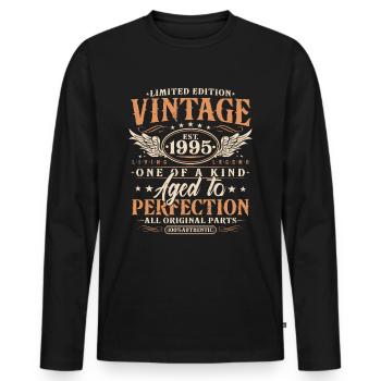 Vintage, 1995, Vintage Born, Cadeau d’anniversaire - T-shirt manches longues Premium bio Homme - noir - Devant - Nico (187cm)