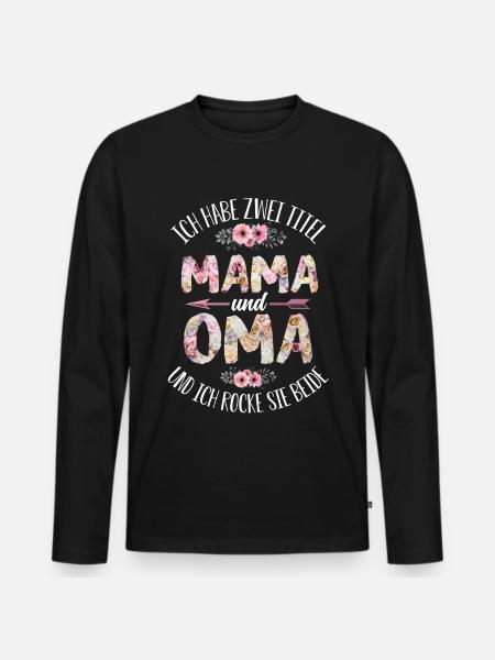 Oma und Mama - Männer Premium Bio Langarmshirt - Schwarz