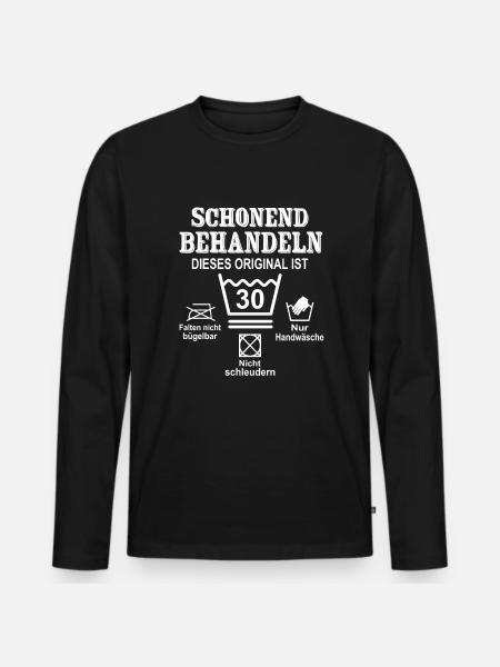 Schonend Behandeln 30 Geburtstag 30 Jahre Geschenk - Männer Premium Bio Langarmshirt - Schwarz