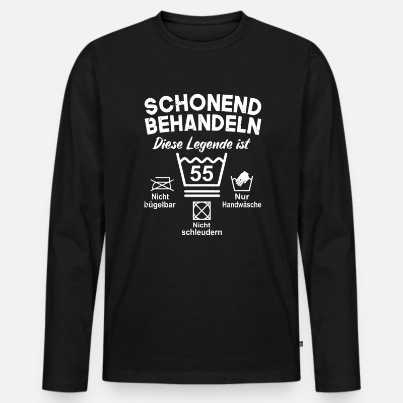 Schonend Behandeln 55 Geburtstag 55 Jahre Geschenk - Männer Premium Bio Langarmshirt - Schwarz