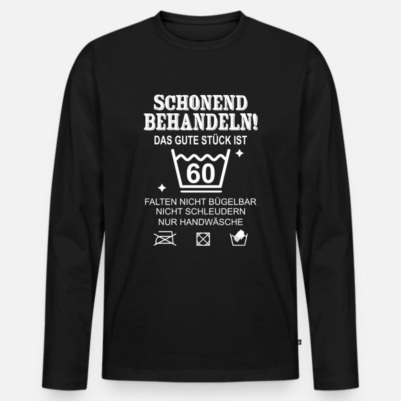 Schonend Behandeln Geschenk zum 60. Geburtstag - Männer Premium Bio Langarmshirt - Schwarz