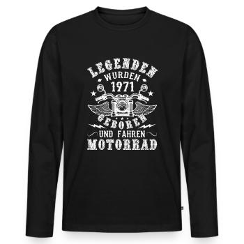 Motorrad Fahrer Geburtstag Legenden geboren 1971 - Männer Premium Bio Langarmshirt - Schwarz - Vorne - Nico (187cm)