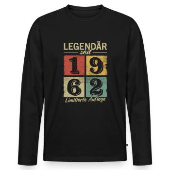 Legendär seit 1962 - Geburtsjahr 1962 vintage - Männer Premium Bio Langarmshirt - Schwarz - Vorne - Nico (187cm)