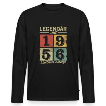 Legendär seit 1956 - Geburtsjahr 1956 vintage - Männer Premium Bio Langarmshirt - Schwarz - Vorne - Nico (187cm)