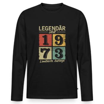 Legendär seit 1973 - Geburtsjahr 1973 vintage - Männer Premium Bio Langarmshirt - Schwarz - Vorne - Nico (187cm)