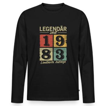 Legendär seit 1983 - Geburtsjahr 1983 vintage - Männer Premium Bio Langarmshirt - Schwarz - Vorne - Nico (187cm)