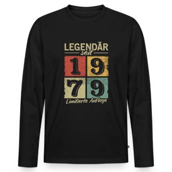 Legendär seit 1979 - Geburtsjahr 1979 vintage - Männer Premium Bio Langarmshirt - Schwarz - Vorne - Nico (187cm)