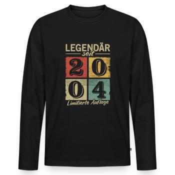 Legendär seit 2004 - Geburtsjahr 2004 vintage - Männer Premium Bio Langarmshirt - Schwarz - Vorne - Nico (187cm)