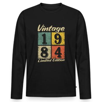 Legendär seit 1984 - Geburtsjahr 1984 vintage - Männer Premium Bio Langarmshirt - Schwarz - Vorne - Nico (187cm)