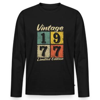 Légende depuis 1977 - année de naissance 1977 vintage - T-shirt manches longues Premium bio Homme - noir - Devant - Nico (187cm)
