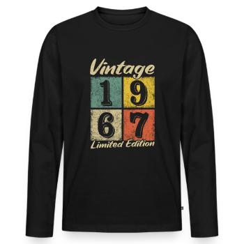 Légende depuis 1967 - année de naissance 1967 vintage - T-shirt manches longues Premium bio Homme - noir - Devant - Nico (187cm)