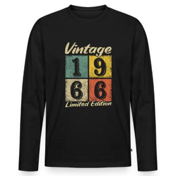 Legendär seit 1966 - Geburtsjahr 1966 vintage - Männer Premium Bio Langarmshirt - Schwarz - Vorne - Nico (187cm)