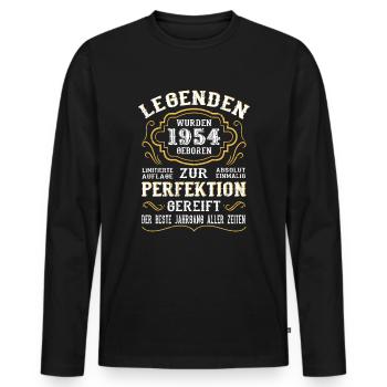 1954 Die Geburt einer Legende Geburtstag Geschenk - Männer Premium Bio Langarmshirt - Schwarz - Vorne - Nico (187cm)