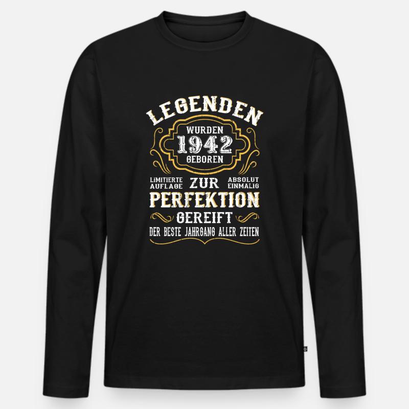 1942 Die Geburt einer Legende Geburtstag Geschenk - Männer Premium Bio Langarmshirt - Schwarz