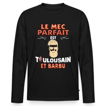 Toulousain Homme Barbu Et Parfait - T-shirt manches longues Premium bio Homme - noir - Devant - Nico (187cm)