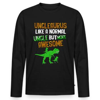 Unclesaurus Like A normal Uncle But More Awesome - Men's Premium Organic Long Sleeve Shirt - black - Front - Nico (187cm)
